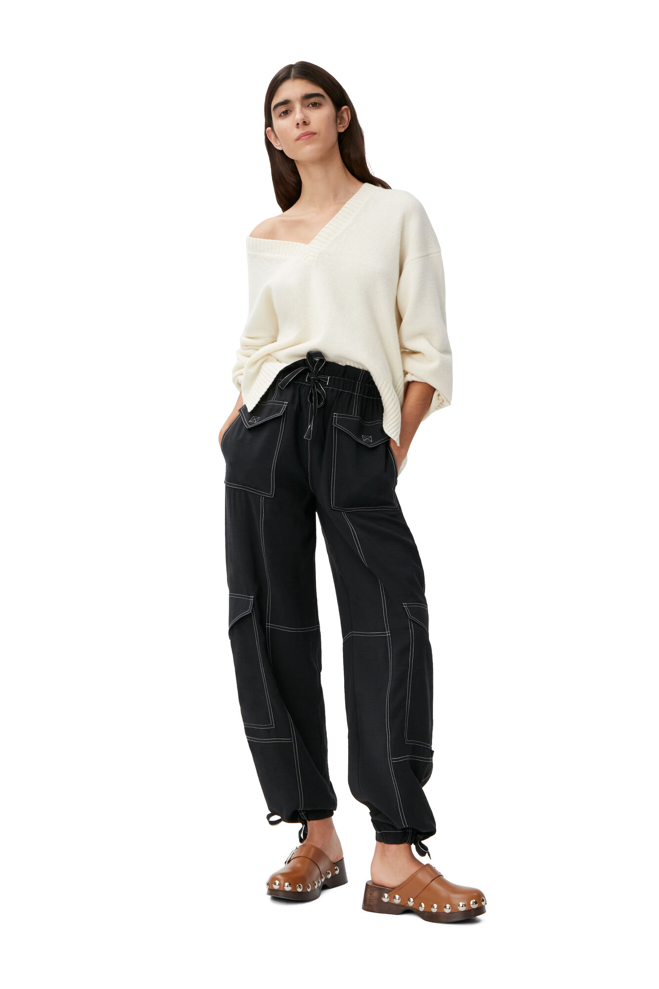SLUB CARGO TROUSERS Ganni