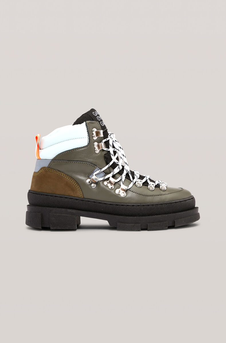 Sporty Hiking Stiefel, Leather, in colour Kalamata - 1 - GANNI