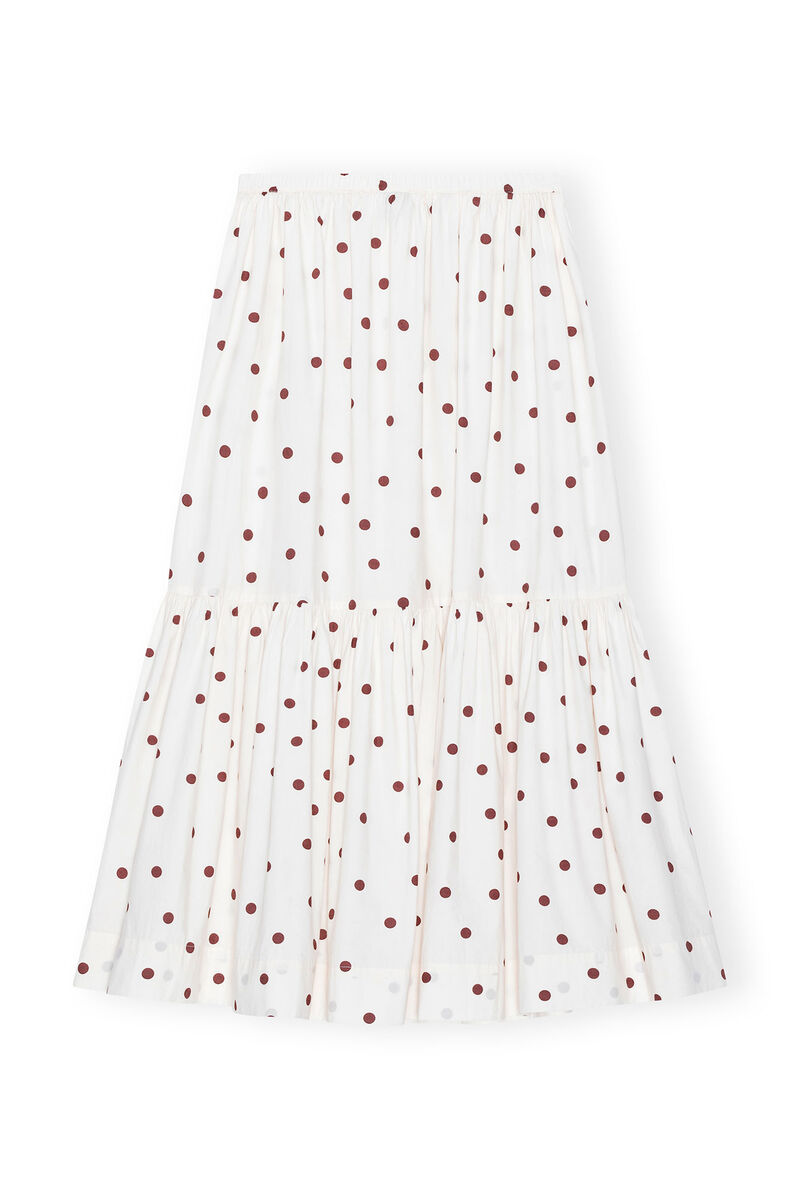 Egret Cotton Poplin Maxi Flounce Skirt GANNI US