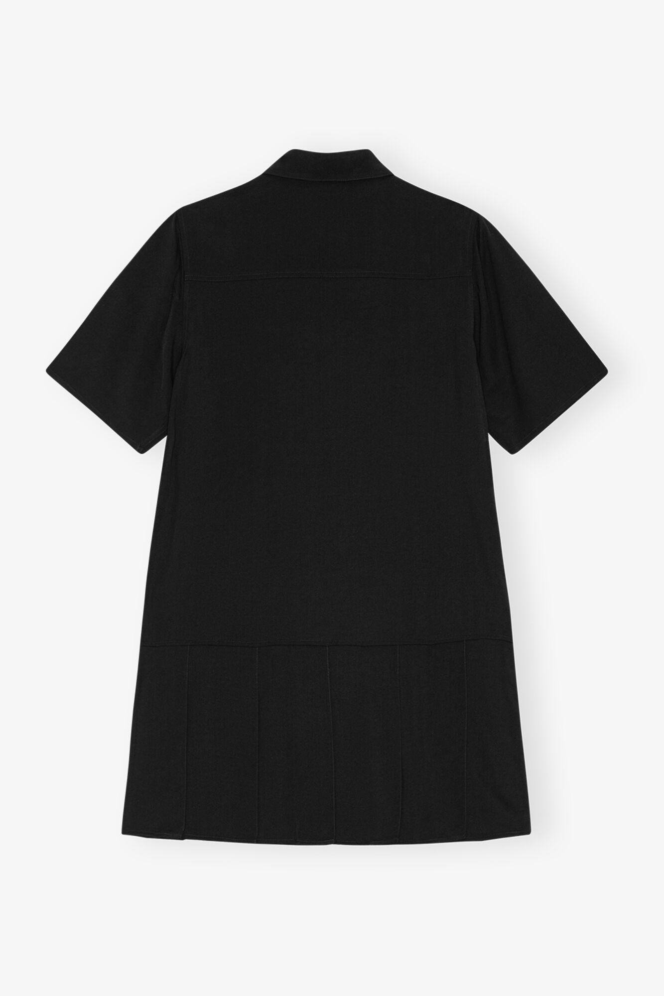 Black Viscose Twill Mini Dress, LENZING™ ECOVERO™, in colour Black - 2 - GANNI