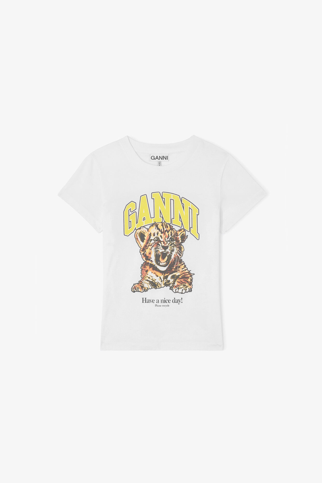 タイガー ベイビーフィットTシャツ, Organic Cotton, in colour Bright White - 1 - GANNI