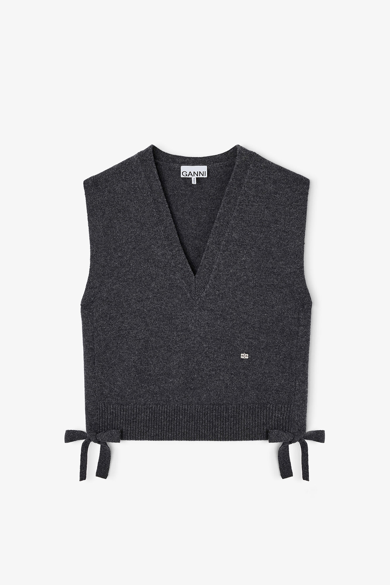 Gilet sans manches en laine classique, Wool, in colour Phantom - 1 - GANNI