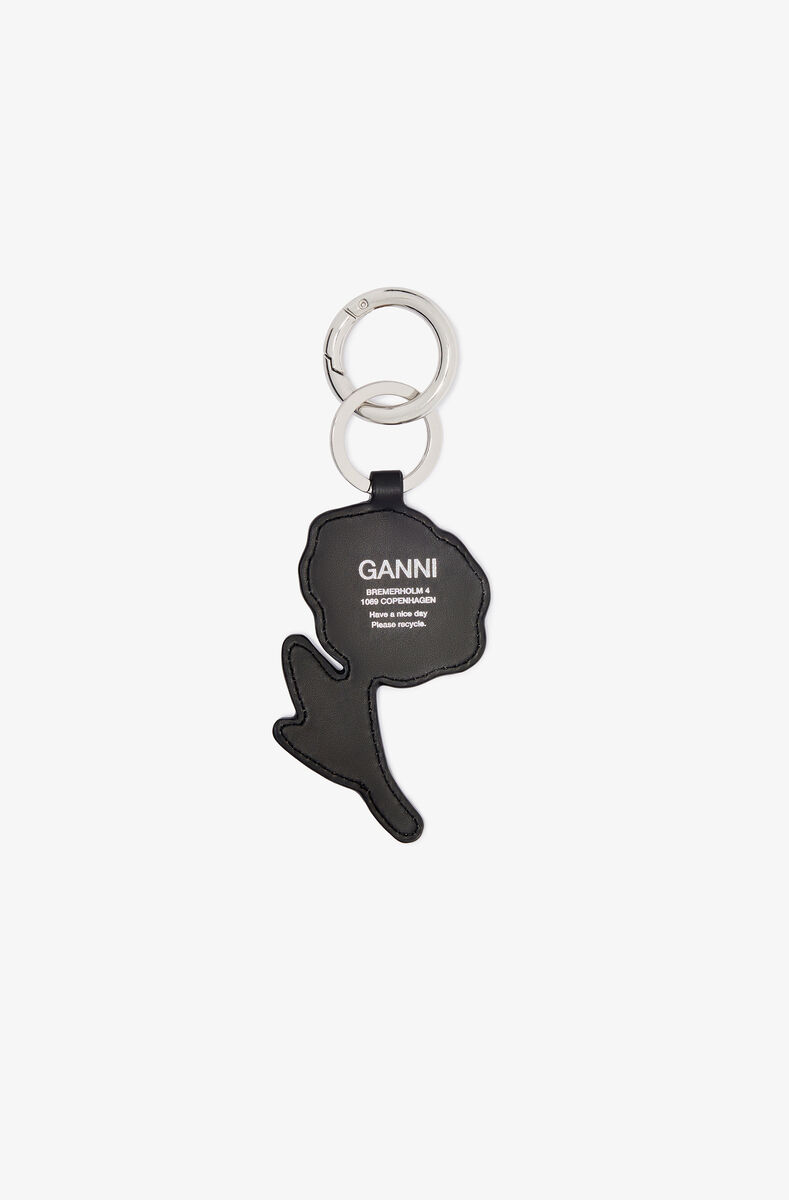 Flower Keyring, Polyester, in colour Black - 2 - GANNI
