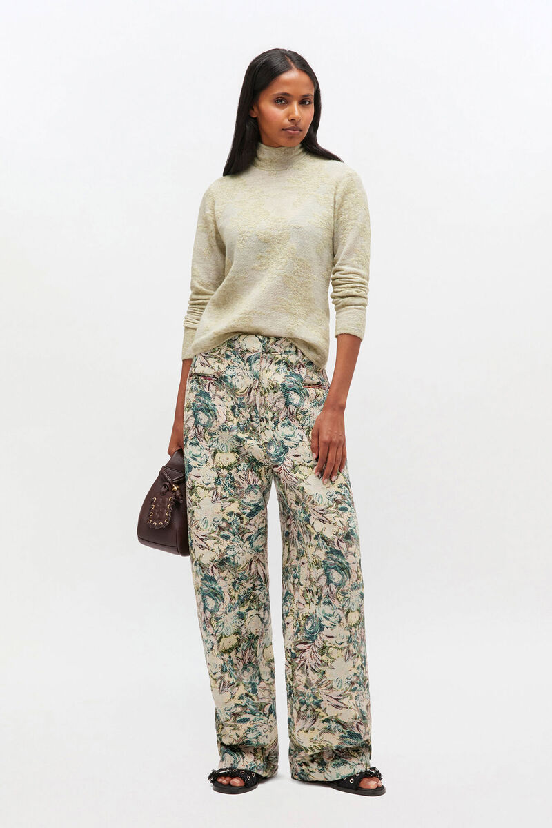Tapestry Curve Pants, Recycled Cotton, in colour Jadeite - 1 - GANNI