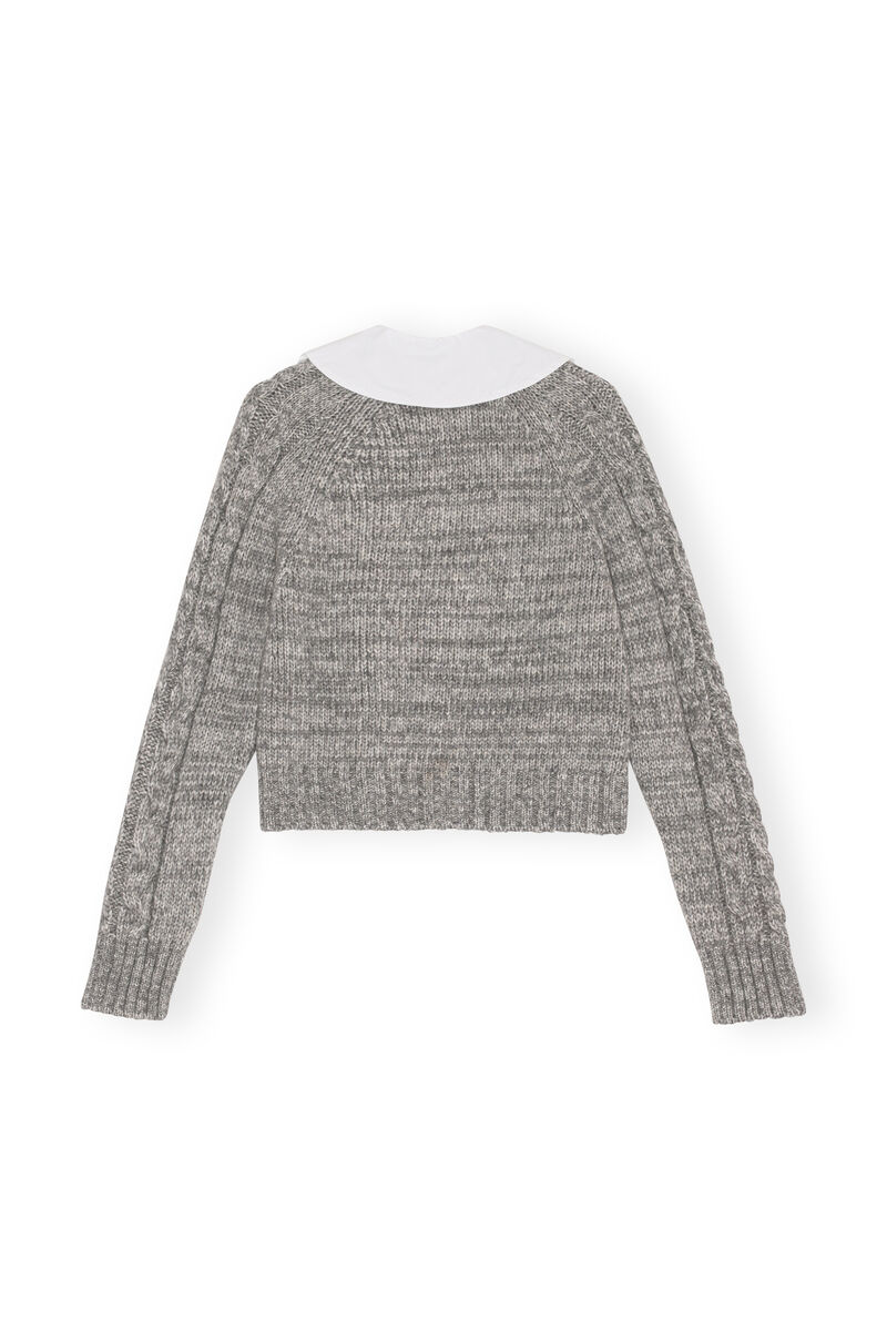 Chunky Cable Cardigan, Acryl, in colour High Rise - 2 - GANNI