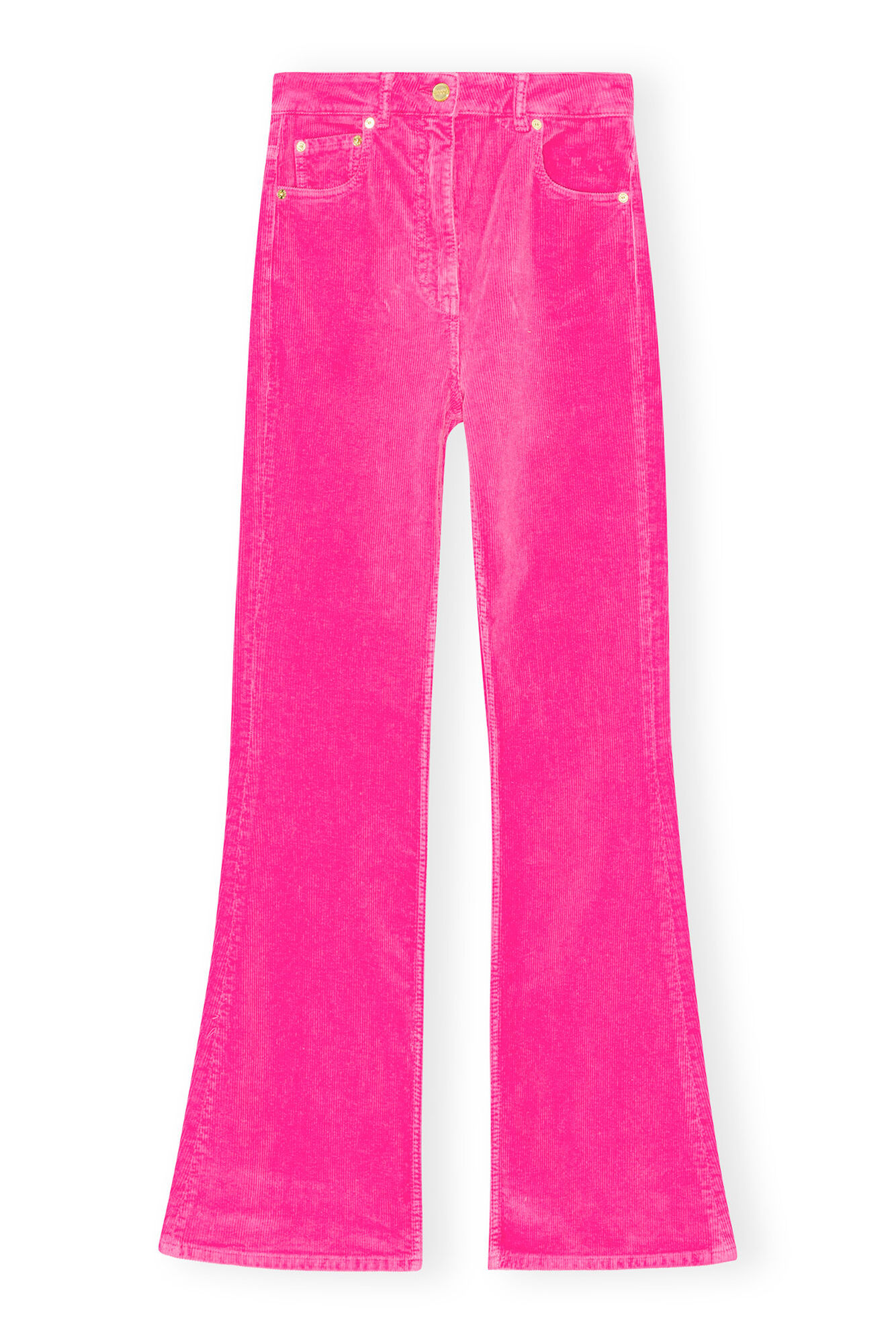 Pink Washed Corduroy Iry Trousers, Elastane, in colour Orchid Smoke - 1 - GANNI