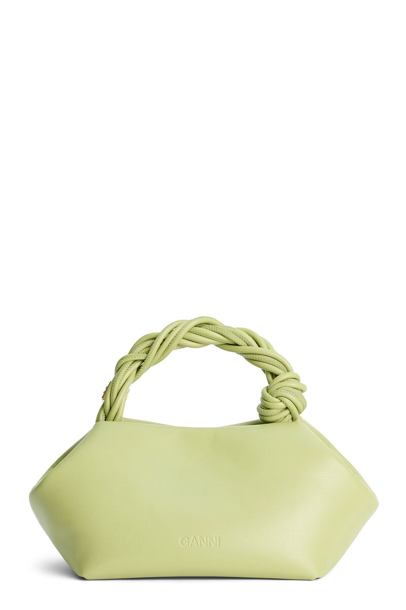 Light Khaki Small GANNI Bou Bag, Polyester, in colour Mosstone - 2 - GANNI