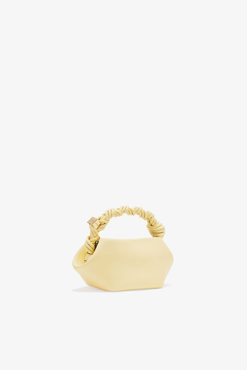 Mini Bou taske i gul, Recycled Leather, in colour Yellow Cream - 2 - GANNI