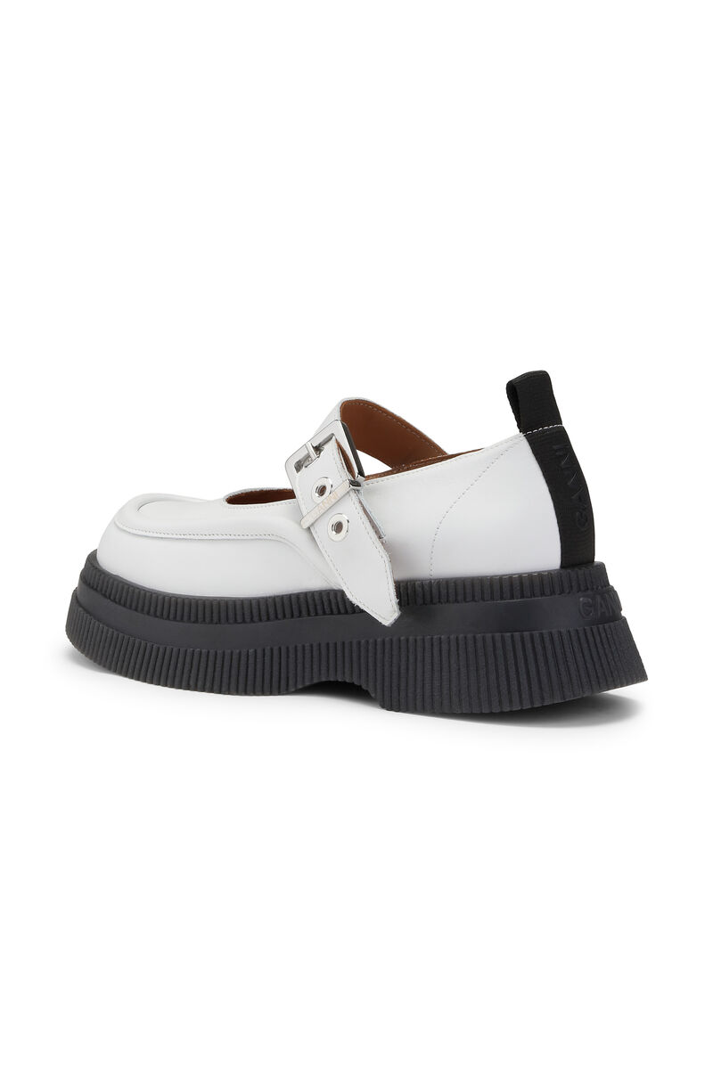 Creepers Mary Jane, Leather, in colour Egret - 2 - GANNI