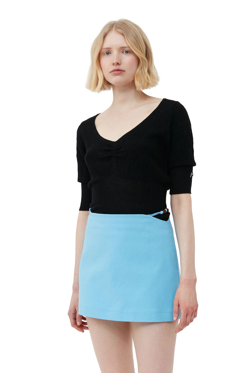 luchthaven Arena Logisch Ethereal Blue Cotton Suiting Mini Skirt | GANNI US