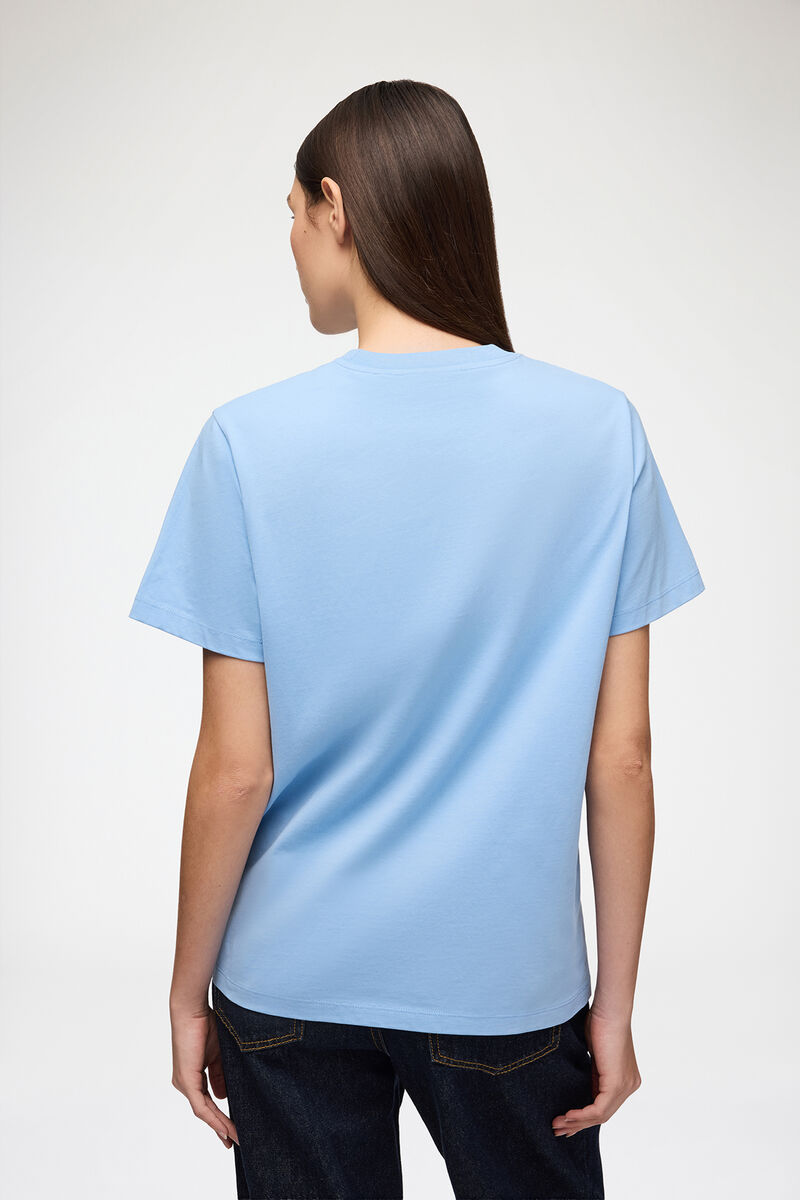 Bl&aring; basic jersey tiger avslappnad t-shirt, Organic Cotton, in colour Blissful Blue - 3 - GANNI
