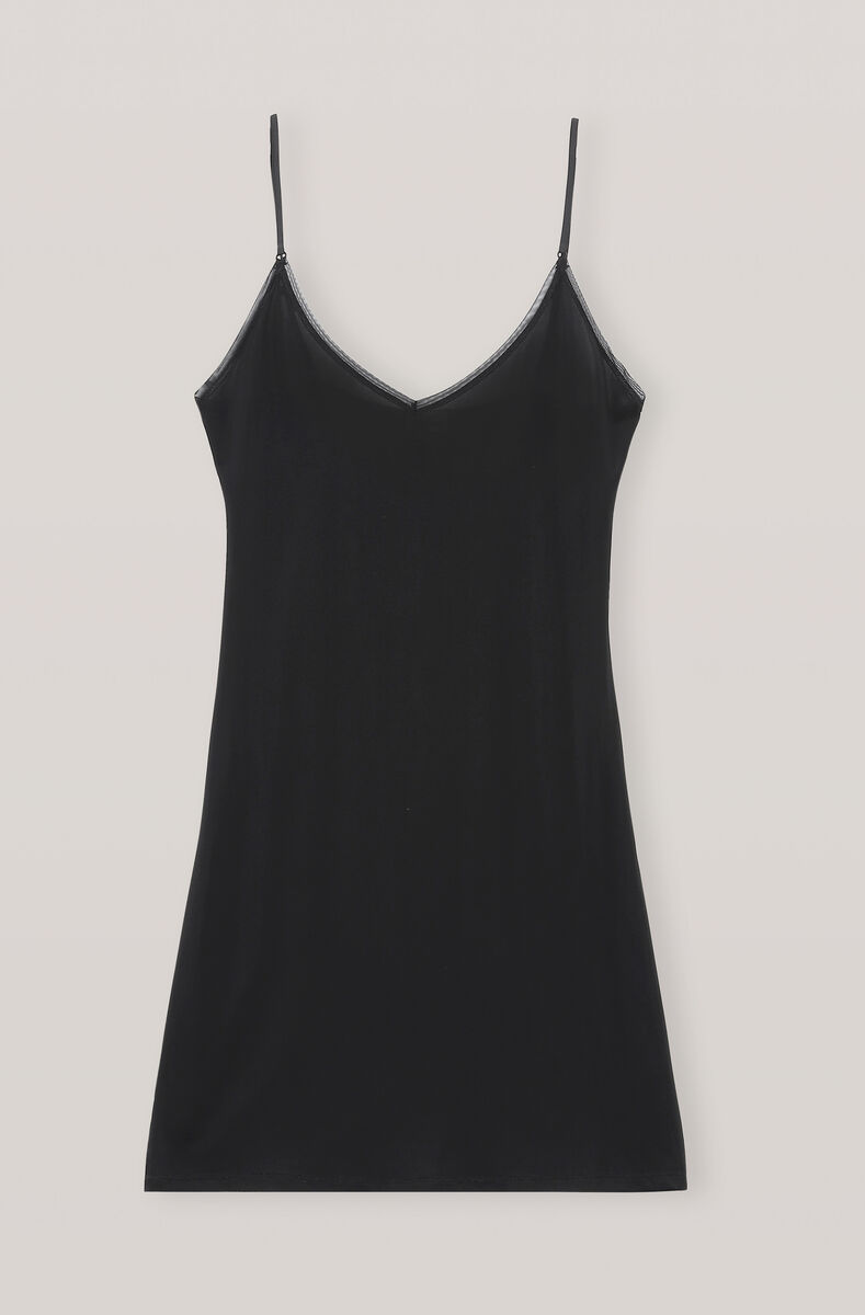 Rayon Underwear Slip Dress, Rayon, in colour Black - 1 - GANNI