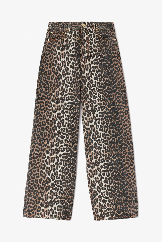 Lari Jeans in Leopard Print, Almond Milk