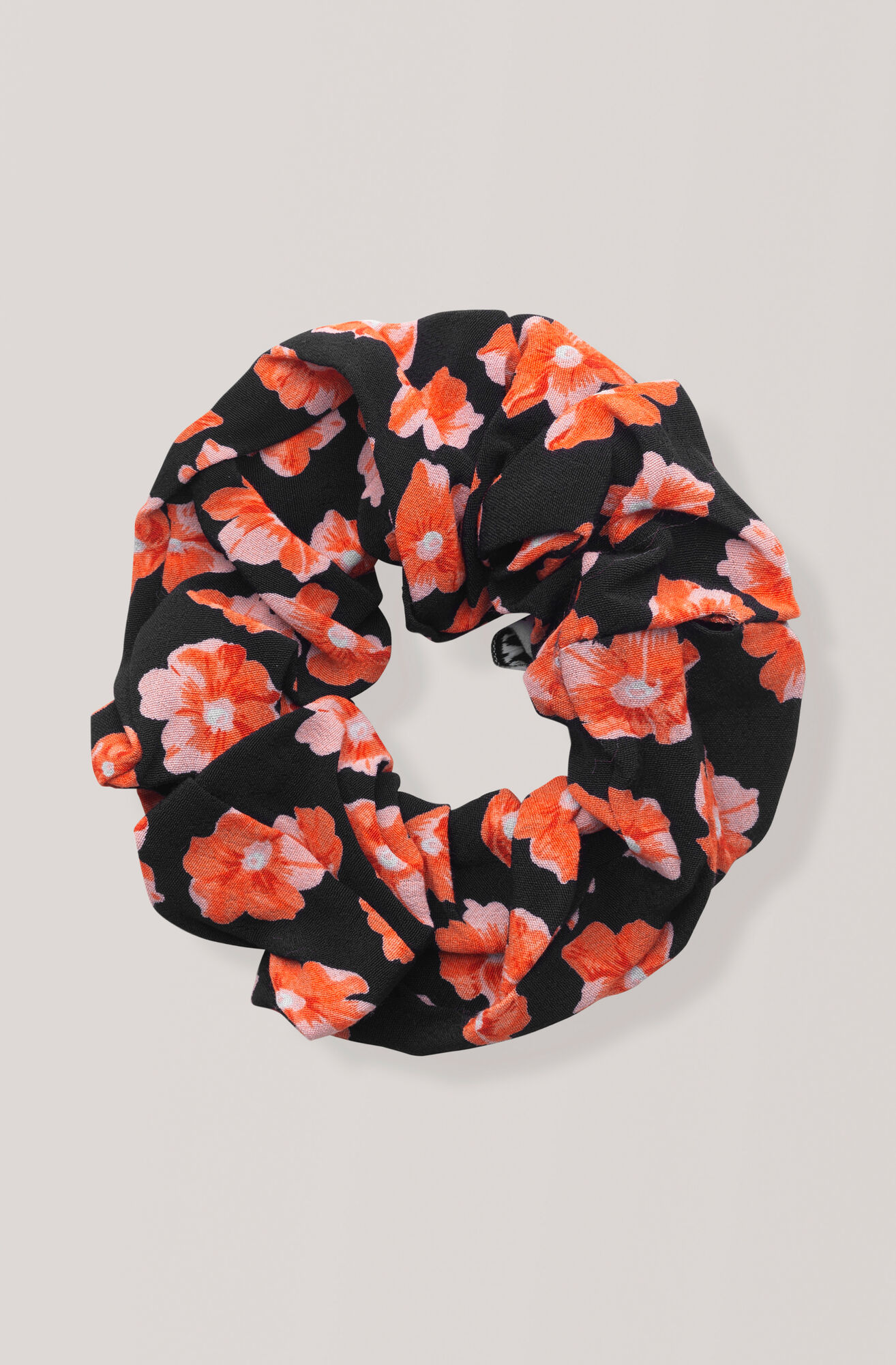 Printed Crepe Scrunchie, Fiery Red Printed Crepe Scrunchie, Fiery Red, hi-res