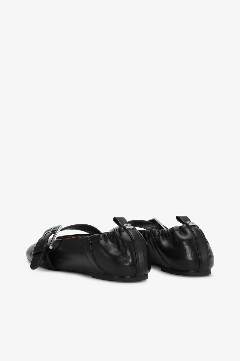 Buckle Strap Ballerinas in Black, Oleatex&trade;, in colour Black - 3 - GANNI