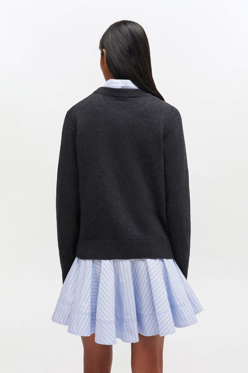 Grey Puppy Wool Jumper, Recycled Polyamide, in colour Phantom - 3 - GANNI