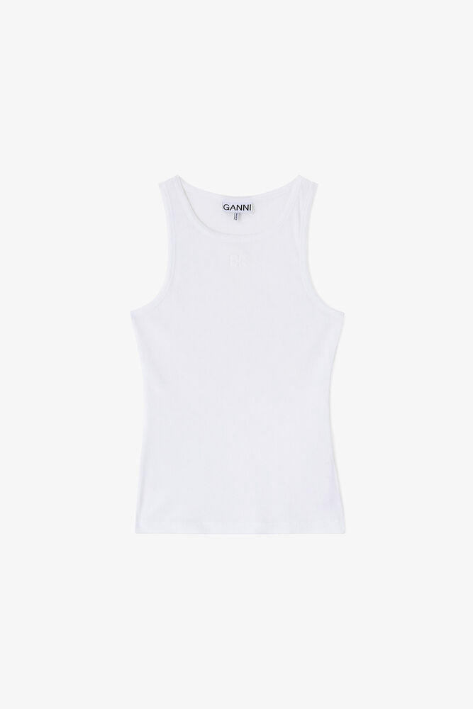 White Soft Cotton Rib Tank Top, Bright White