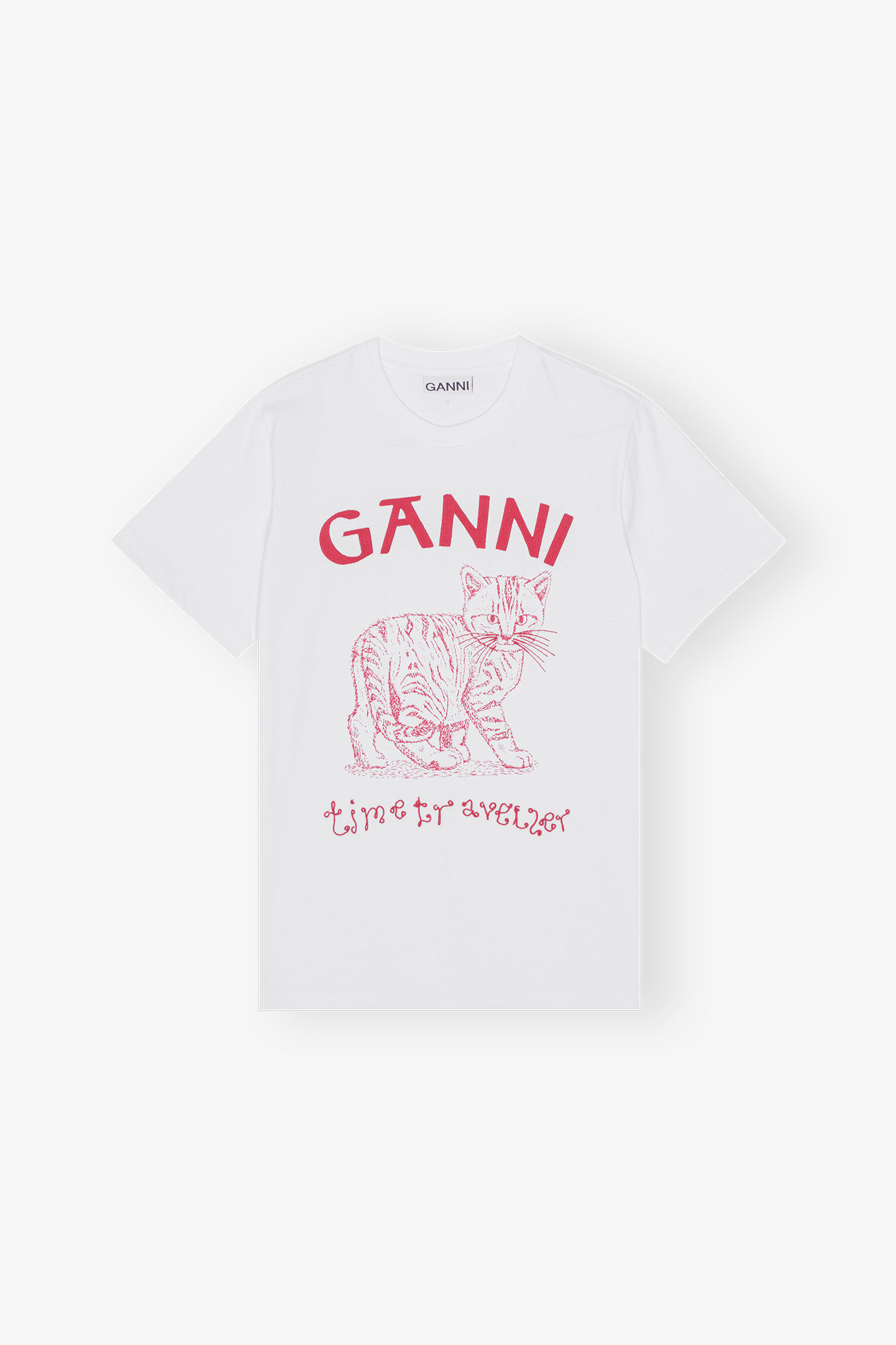 Future White Jersey Relaxed Embroidered T-shirt, Organic Cotton, in colour Bright White - 1 - GANNI