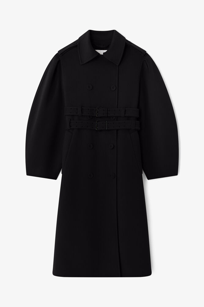 Coat in Double-Faced Wool, Black