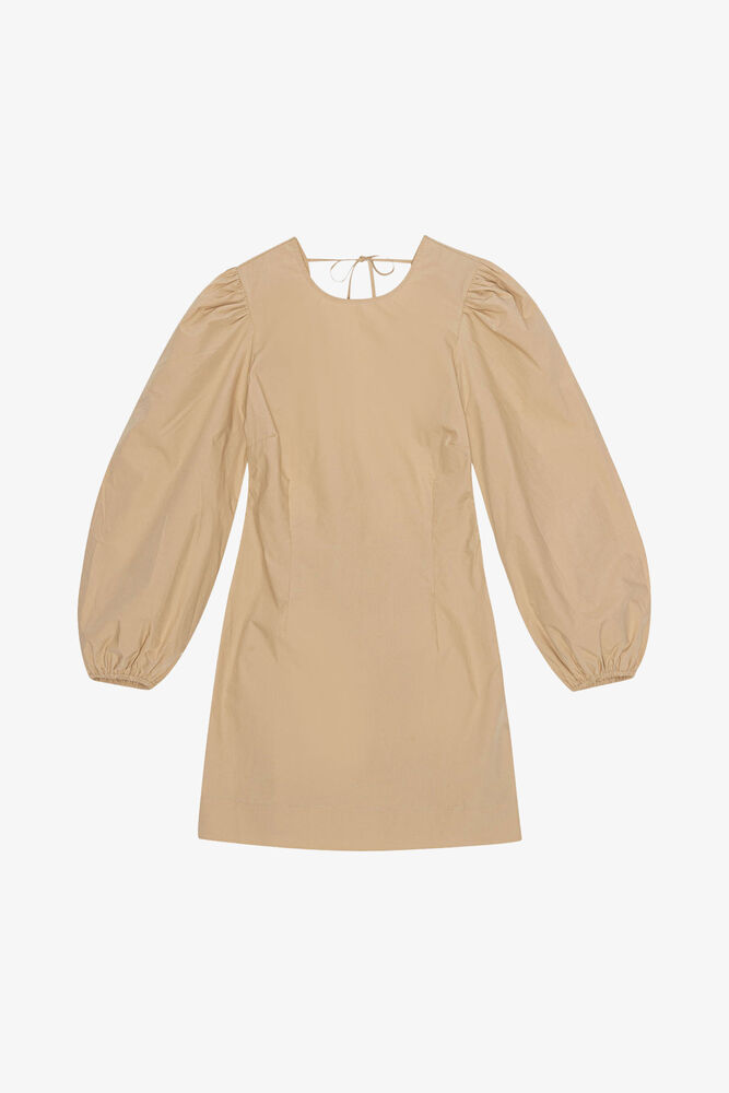 Cotton Poplin Open Back Mini Dress, Curds and Whey