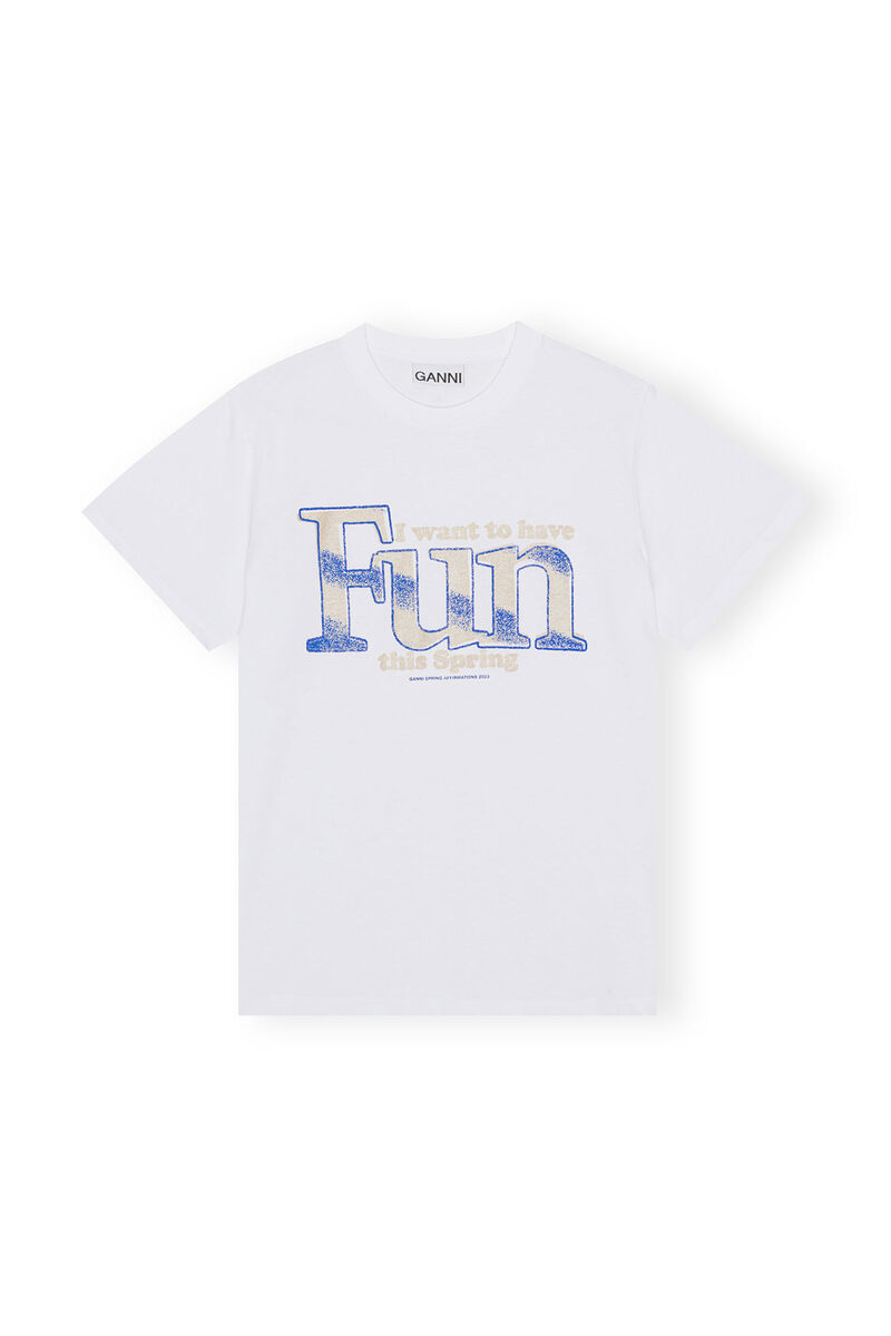 Relaxed Fun T-shirt, Cotton, in colour Bright White - 1 - GANNI