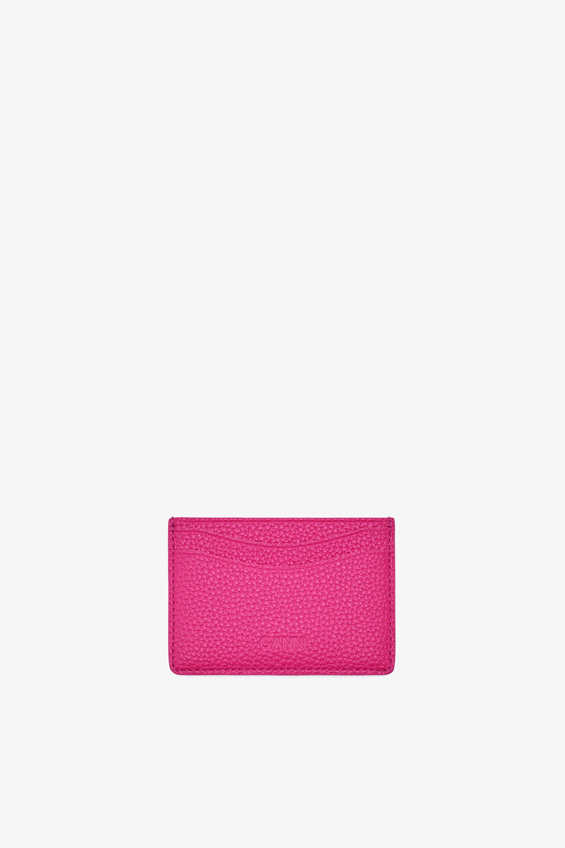 Bou Card Holder in Pink, Recycled Polyester, in colour Cabaret - 2 - GANNI