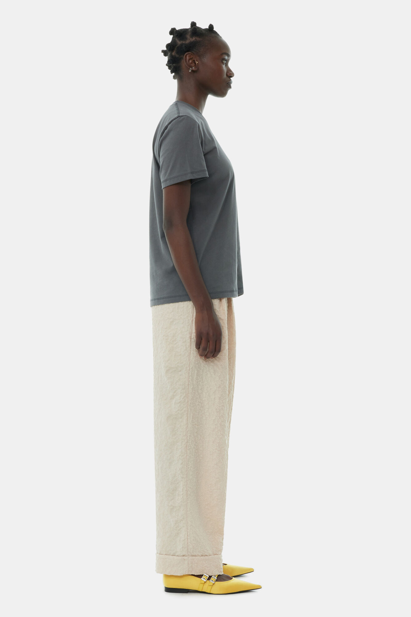 Grey Relaxed Loveclub T-shirt, Cotton, in colour Volcanic Ash - 3 - GANNI