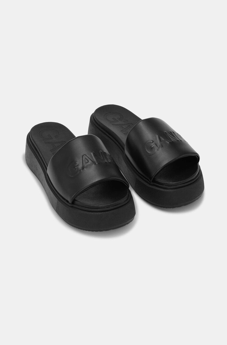 VEGEA™ Slide Sandals, Vegan Leather, in colour Black - 3 - GANNI