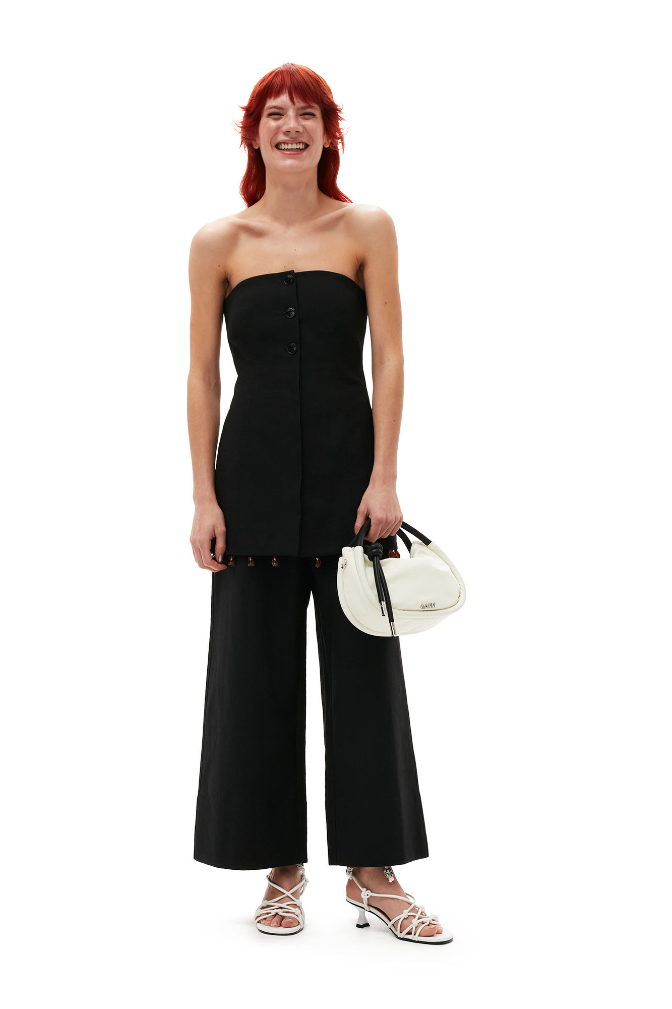 Ganni Cotton Suiting Cropped Wide Pants