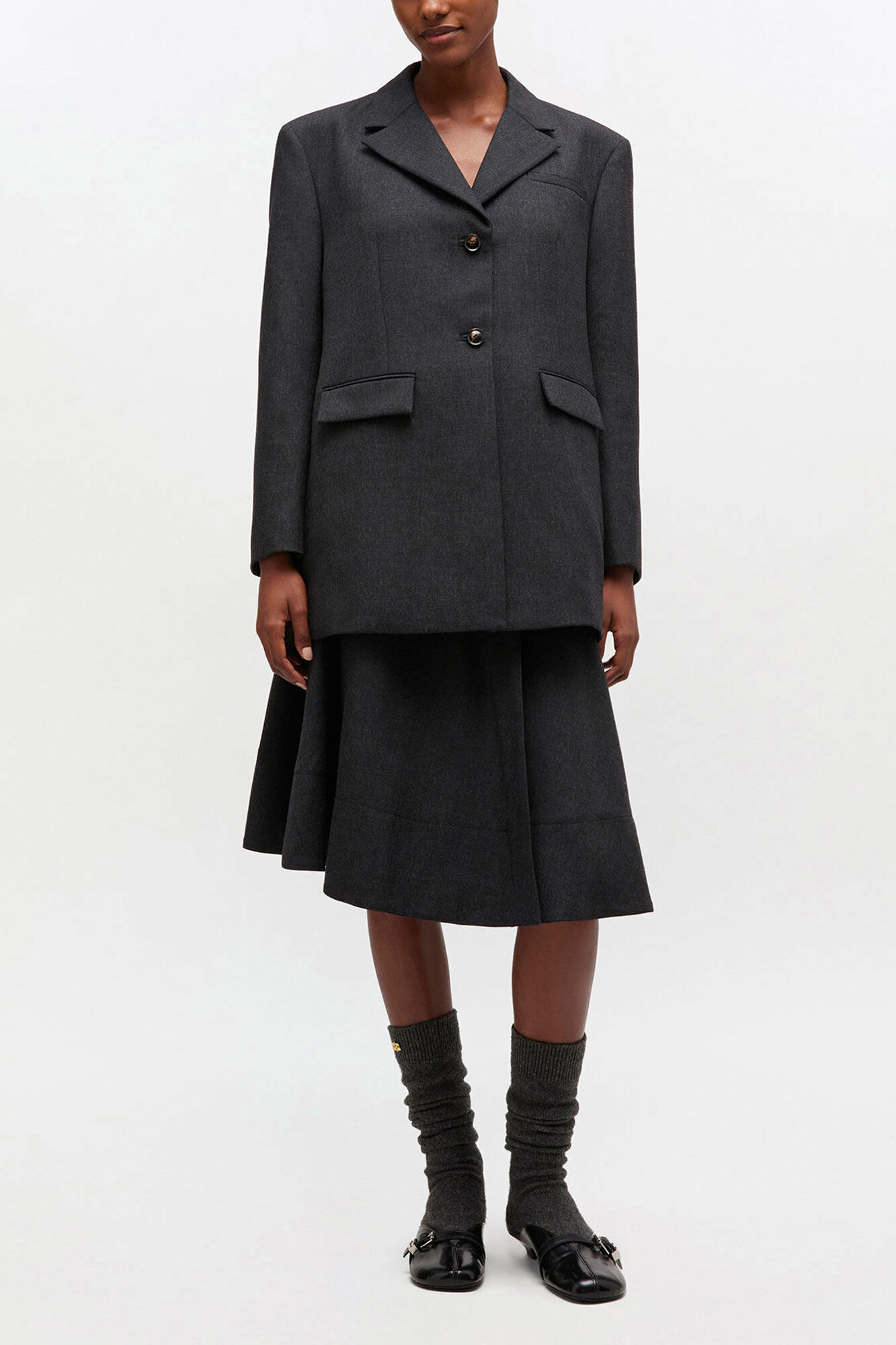 Grey Wool Suiting Blazer | GANNI US