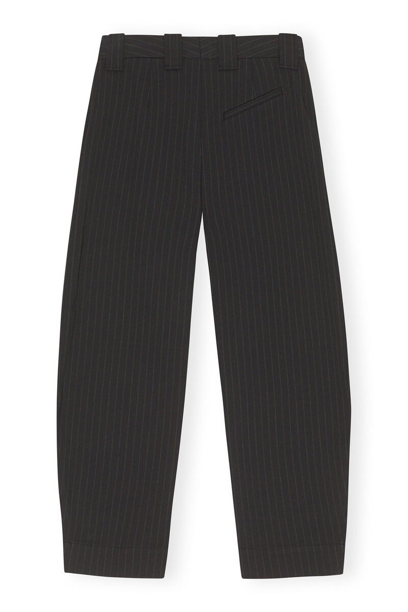 Stripe Mid Waist Pants, Elastane, in colour Black - 2 - GANNI