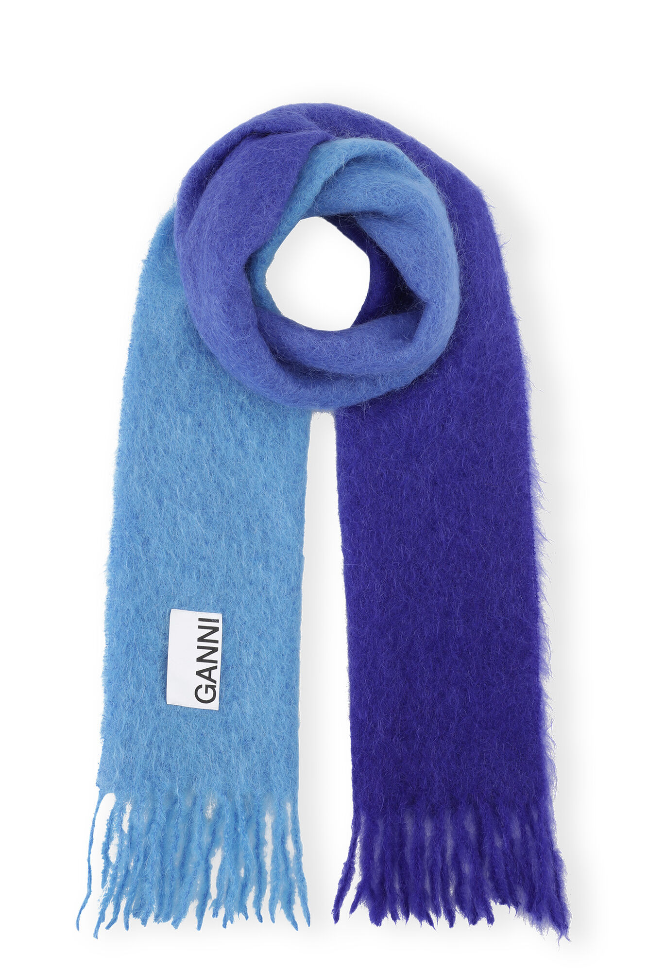 Blue Mohair Gradient Scarf GANNI UK