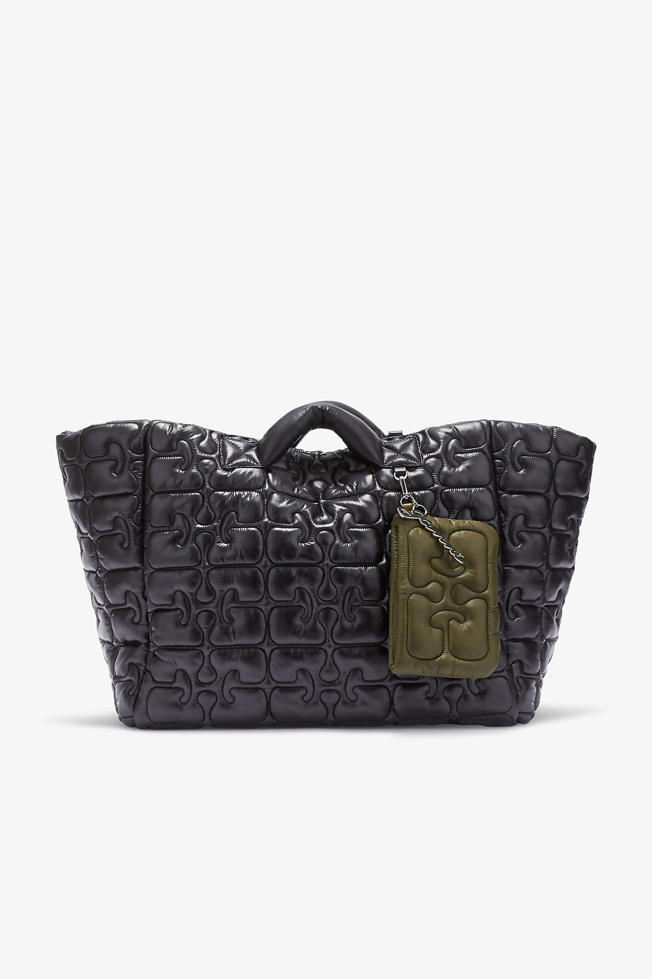 Quilted Re-Tech XXL Tote, in colour Black - 1 - GANNI