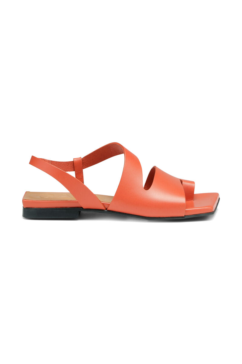 Strappy Sandals, Leather, in colour Paprika - 1 - GANNI