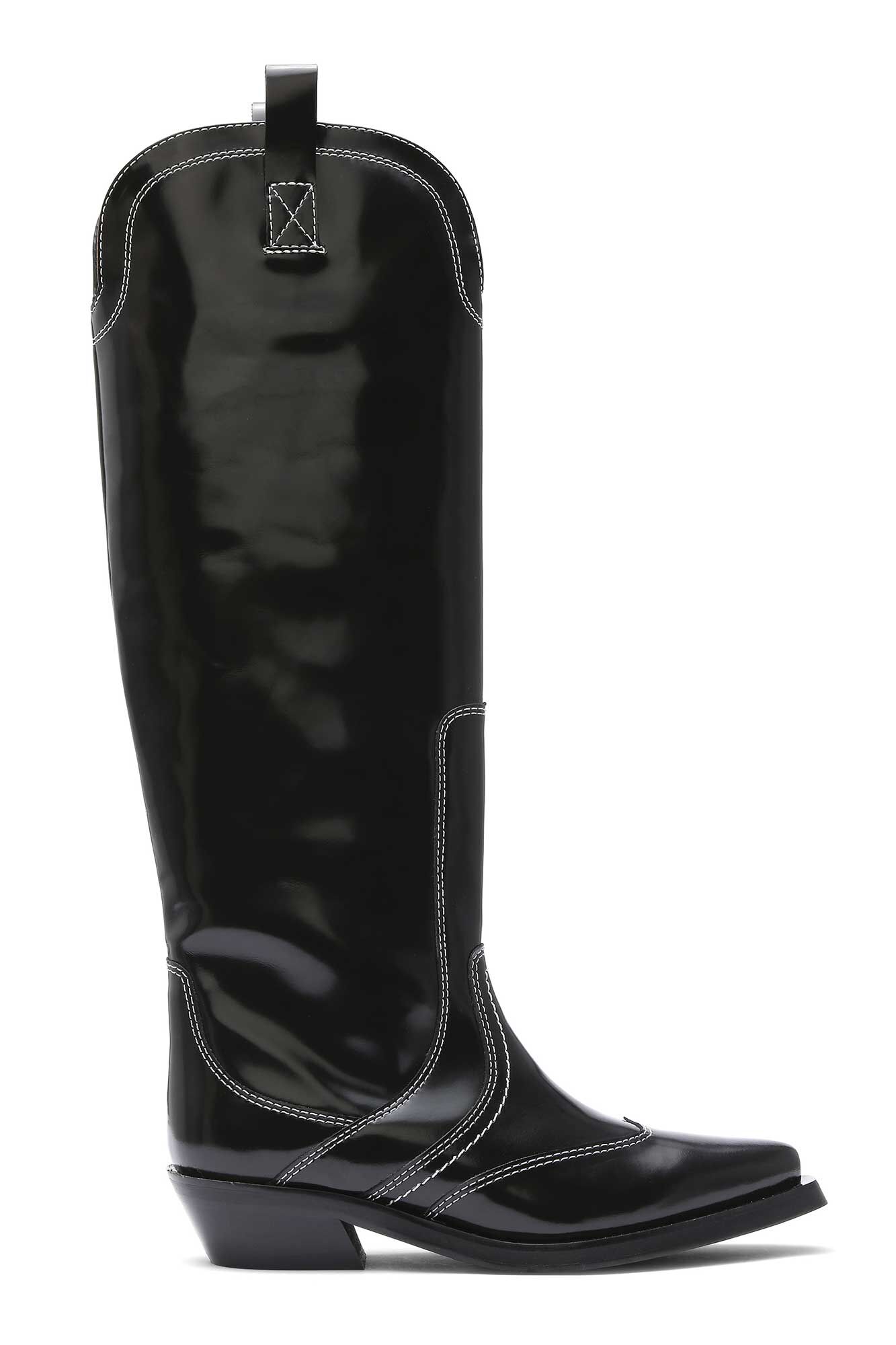 black knee high cowgirl boots