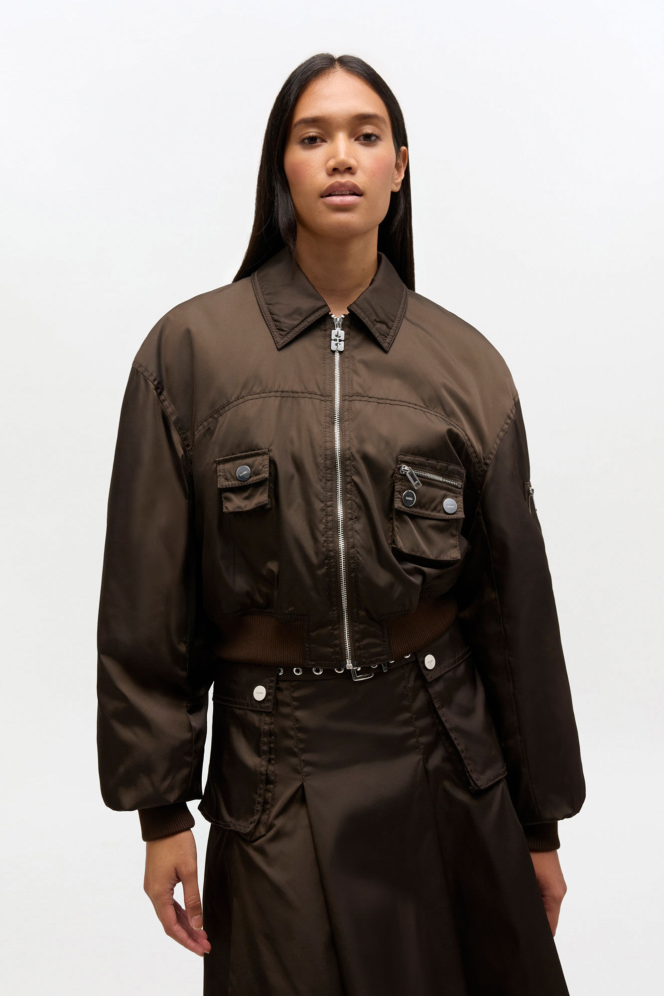 Demitasse Duchesse Nylon Bomber Jacket | GANNI (Global) TH