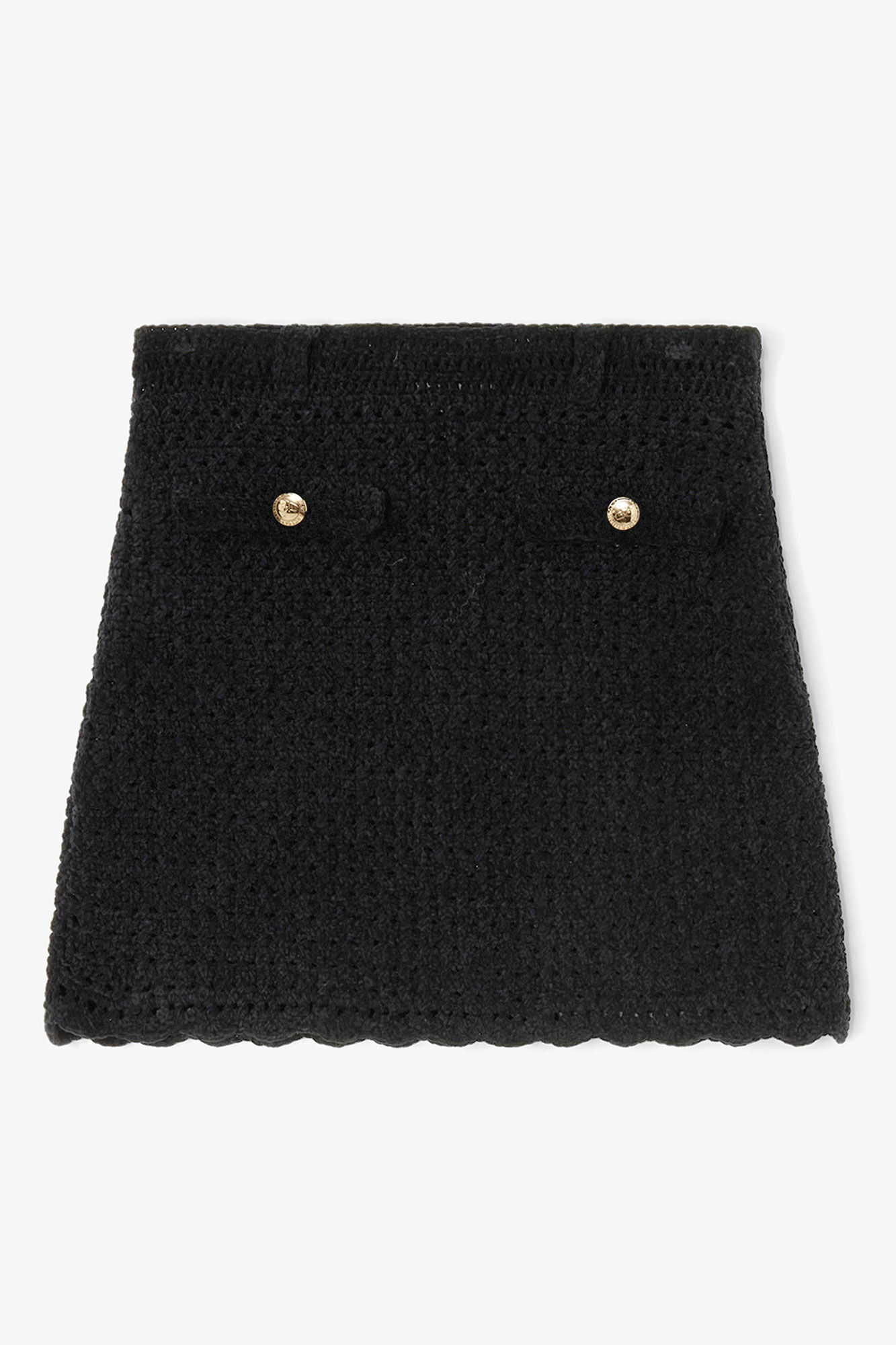 Black Crochet Mini Skirt, in colour Jet Black - 1 - GANNI