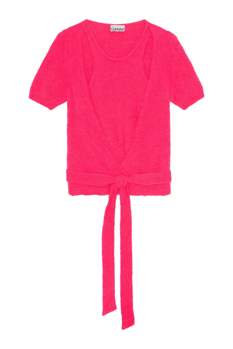 Brushed Alpaca Wrap Bluse, Alpaca, in colour Love Potion - 1 - GANNI
