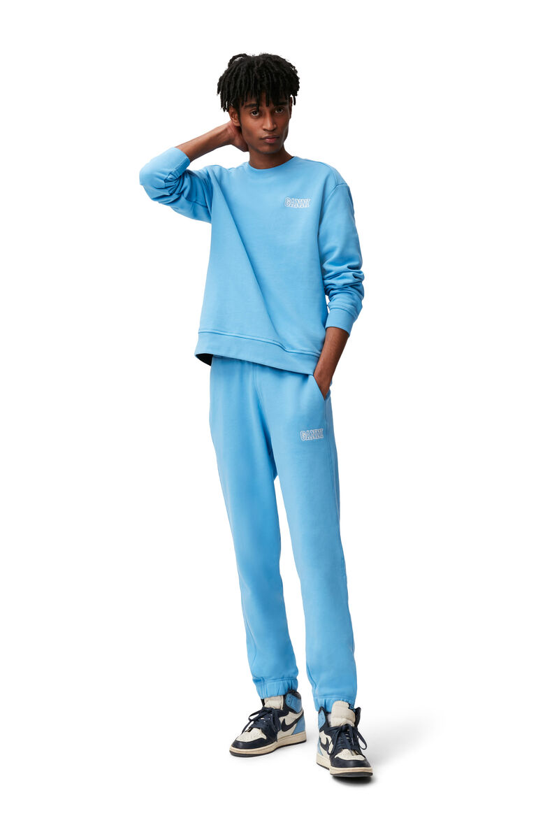 Avsmalnande sweatpants, in colour Azure Blue - 3 - GANNI