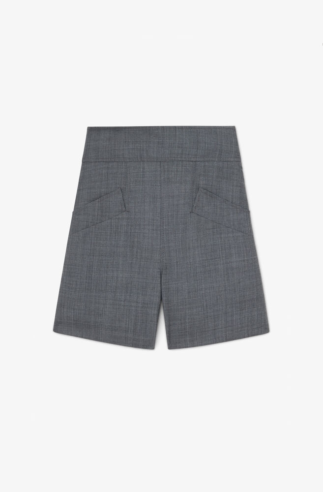 Shorts in Grey Wool Melange, Phantom