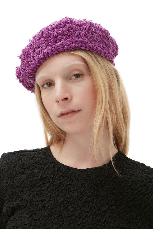 Ganni Velvet Crochet Beret