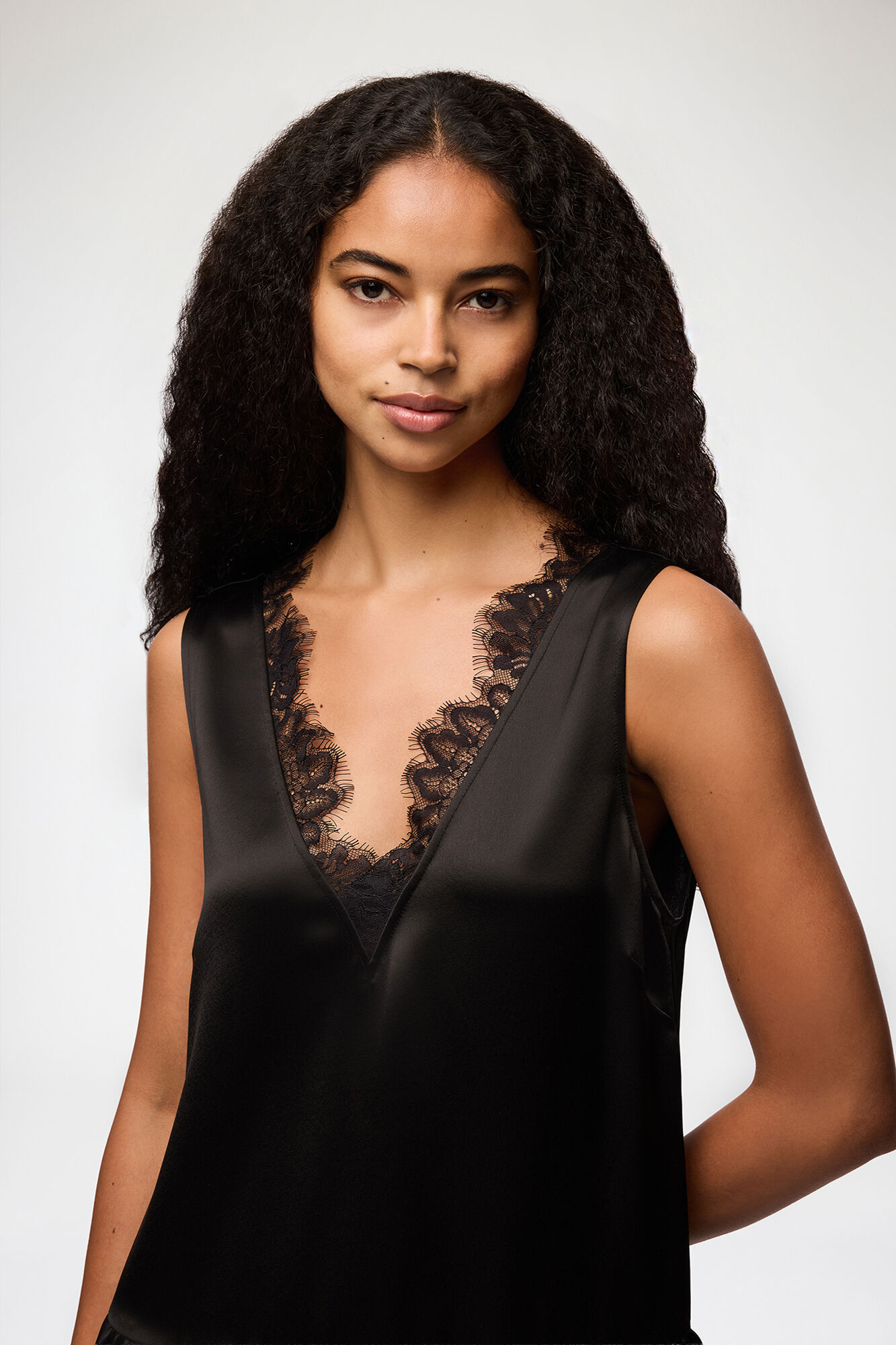 Dress in Lace Satin, Acetate, in colour Black - 3 - GANNI