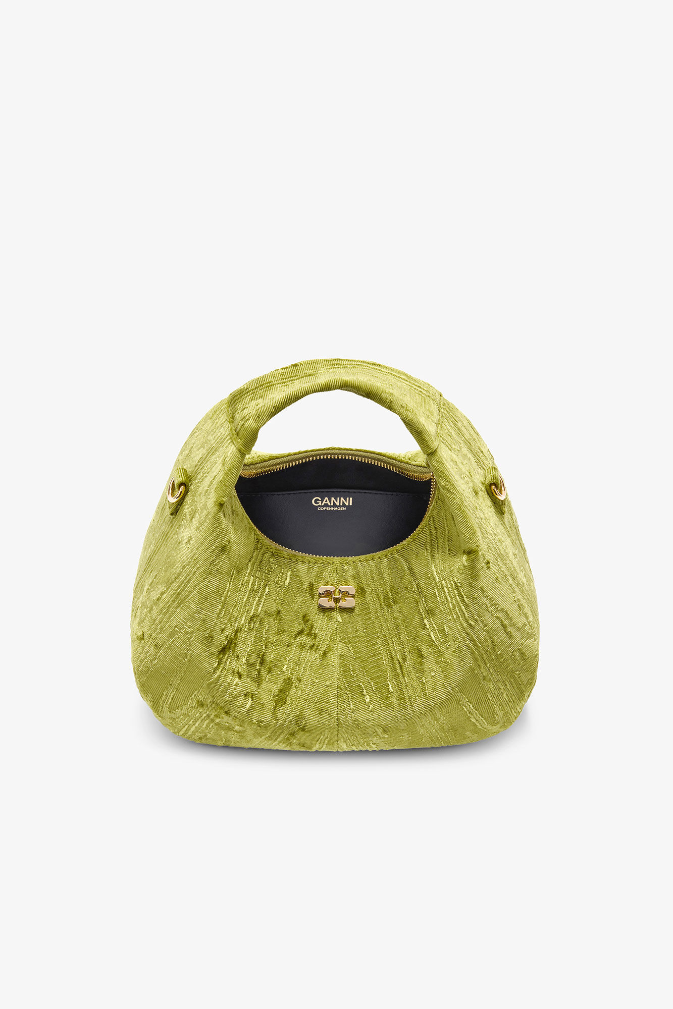 Velvet Moire Mini Hobo Bag, in colour Spinach Green - 3 - GANNI