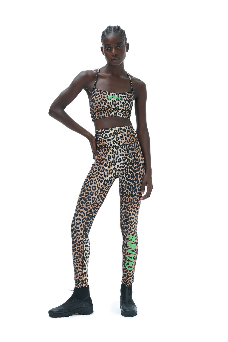 Active Strap topp, Recycled Nylon, in colour Leopard - 5 - GANNI