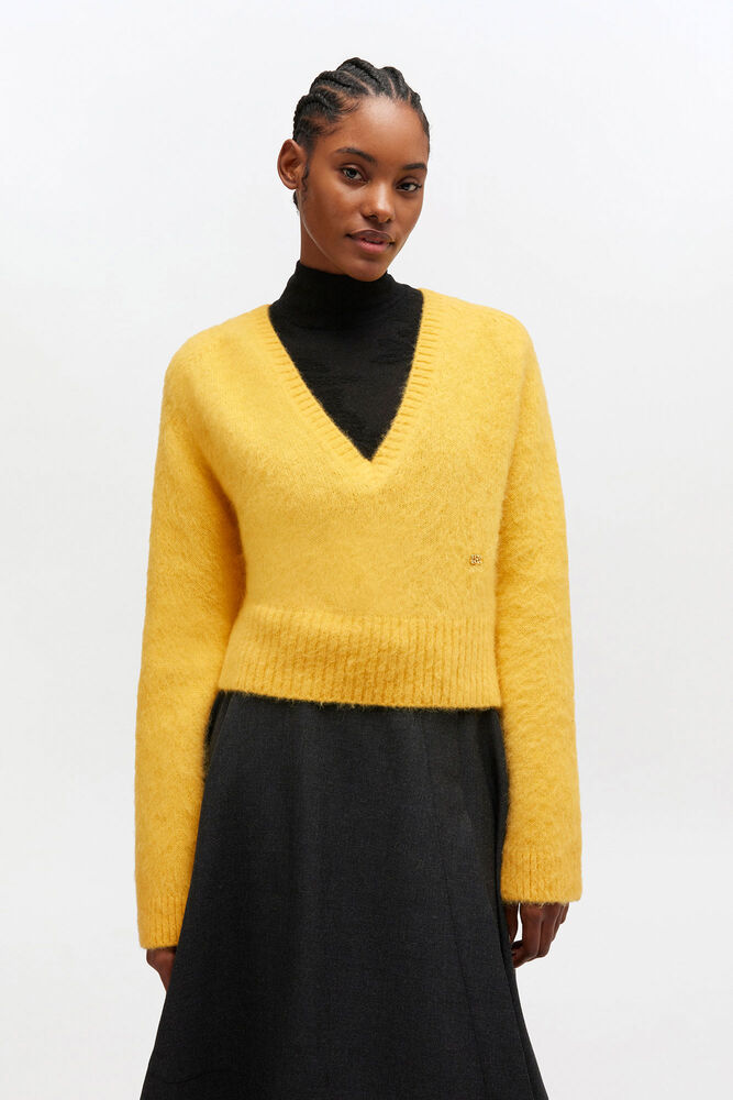 Yellow V-neck Jumper, Blazing Yellow