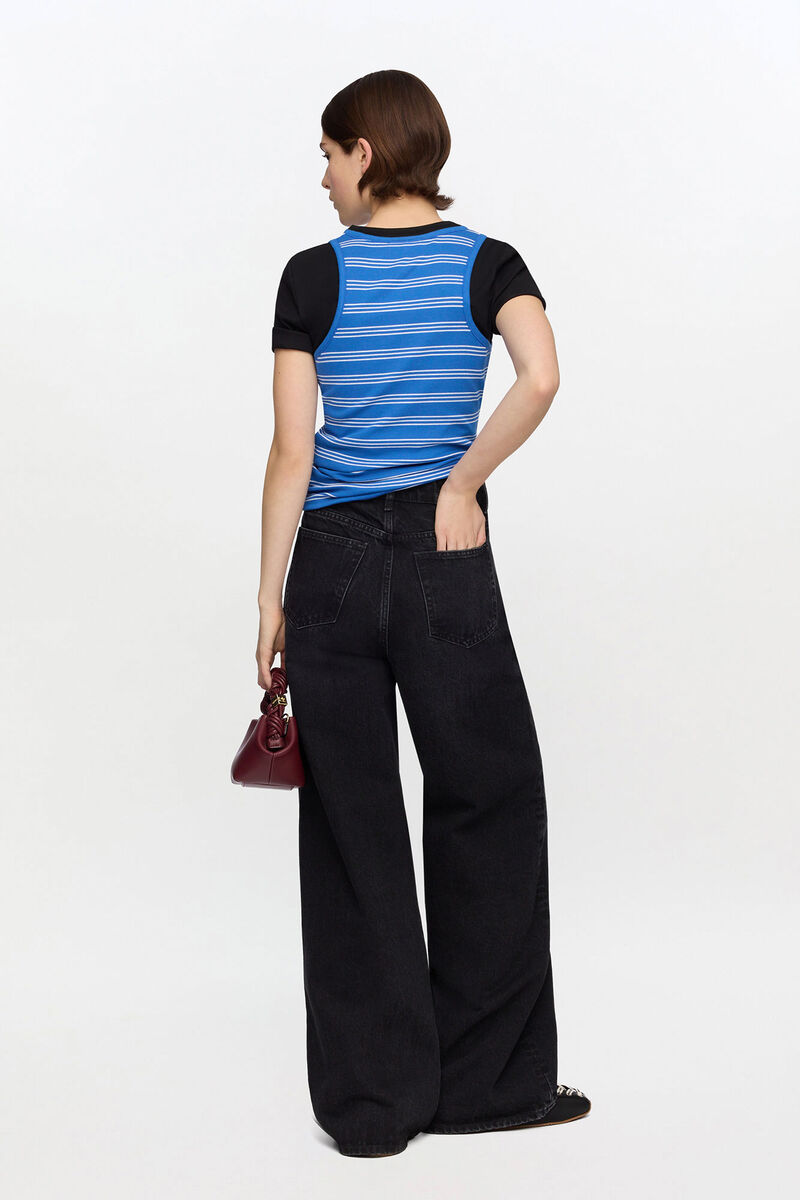 Svarte Lari-jeans, Organic Cotton, in colour Black Washed - 2 - GANNI