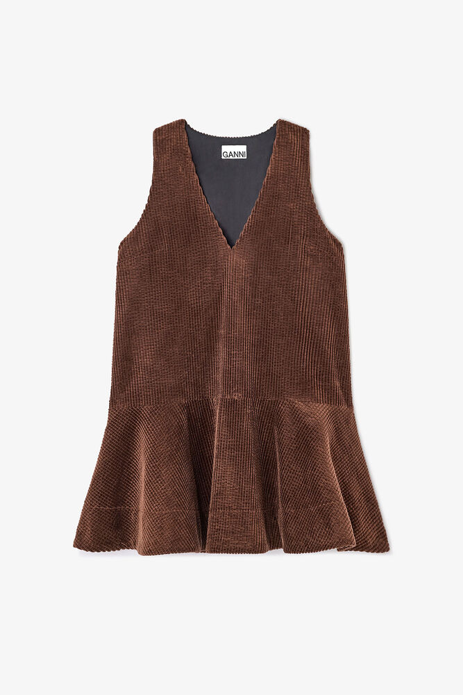 Brown Corduroy Mini Dress, Chicory Coffee