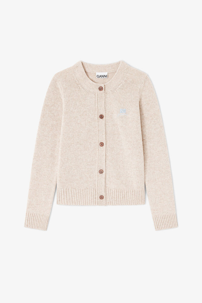 Beige Wool Mix Cardigan, Sand