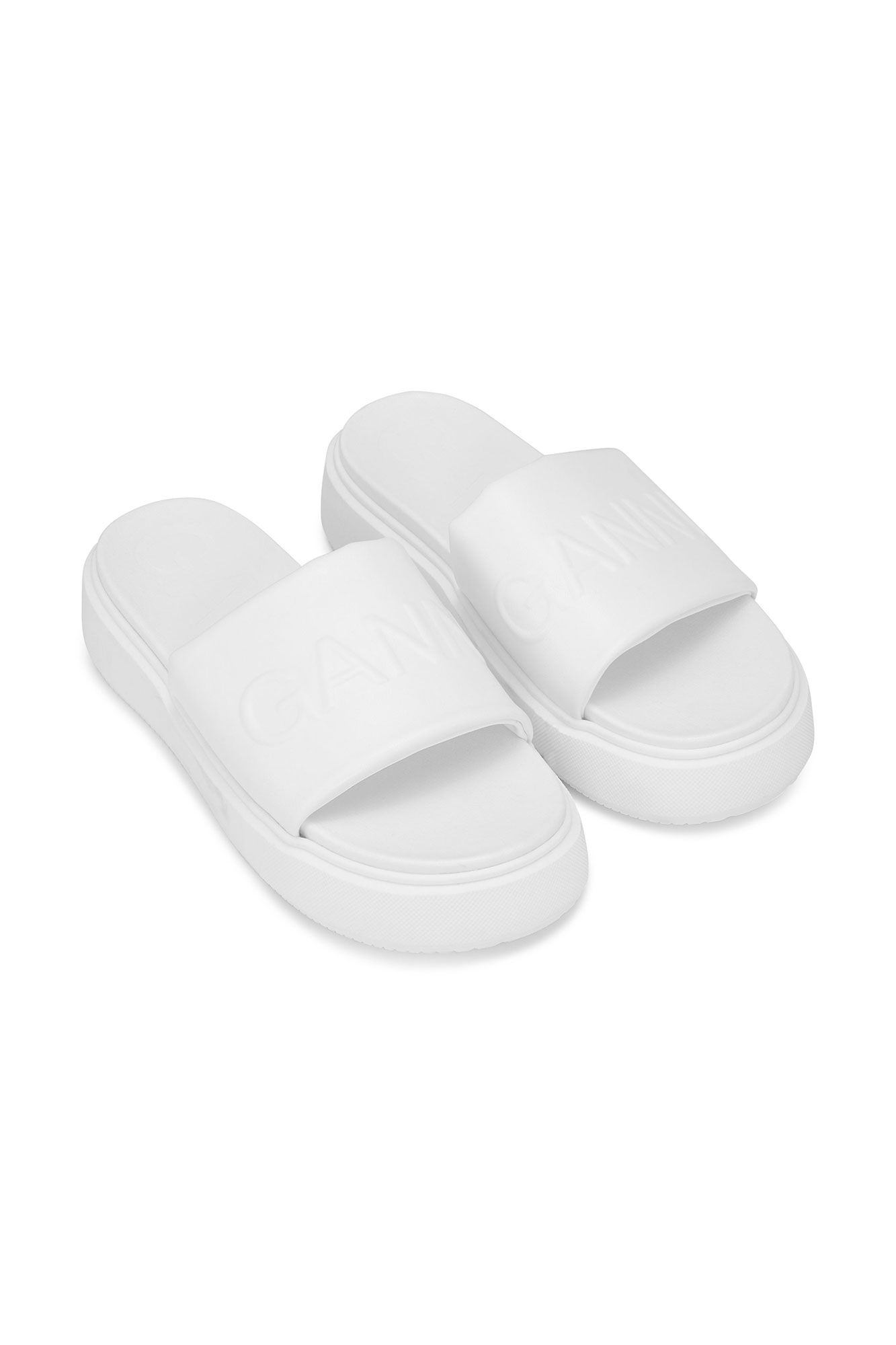 White Sporty Mix Sandal, Vegan Leather, in colour Egret - 3 - GANNI