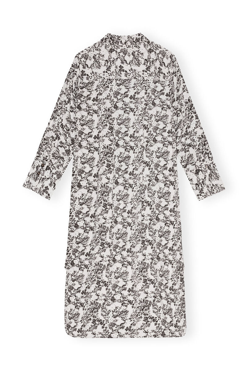 Floral Viscose Twill Oversized Shirt Dress, Ecovero Viscose, in colour Egret - 2 - GANNI